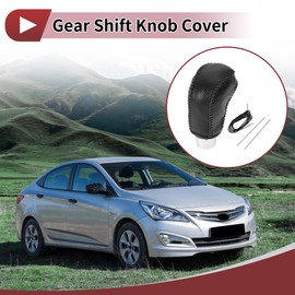 HEROFFIX 1 Set Gear Shift Knob Cover for Hyundai Accent 2018-2022 Stick Shifting Handle Protector Pebbled Black Faux Leather
