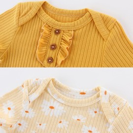 MAMIMAKA Baby Girls Clothes Baby Bodysuit 6 Pack Cotton Short Sleeve One-Piece, 3-6 Months