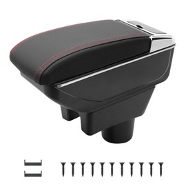 for Mitsubishi Mirage Attrage 2014-2024 Armrest Box with 7 USB Ports Center Storage Box Double-Layer Hand Centre Consoles with Cup Holder (No USB Port, Red Thread)