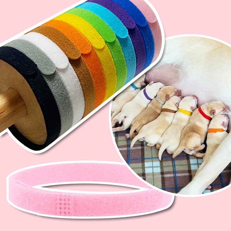 12 Colors Puppy Collars for Litter, Double-Sided Soft Adjustable Identification