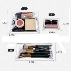 3Pcs Transparent Mini PVC Makeup Bag Small Clear Plastic Cosmetic Organizer Bag Pouch with Snap Closure for Vacation Travel, Bathroom Organizing Tools Accessories, Toiletry Bags
