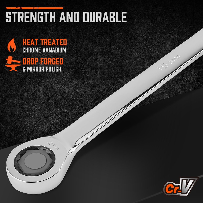 HORUSDY 10-Piece Extra Long Ratcheting Wrench Set with Tool Bag,