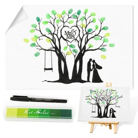 Dbuwqips Fingerprint Canvas Wedding Fingerprint Wedding Fingerprint Tree Canvas Wedding Guest Book Wedding Ink Pad Fingerprint Guest Book Tree Wedding Guest Book for Wedding