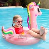 GROBRO7 Pink Unicorn Inflatable Pool Float with Glitters for Toddlers