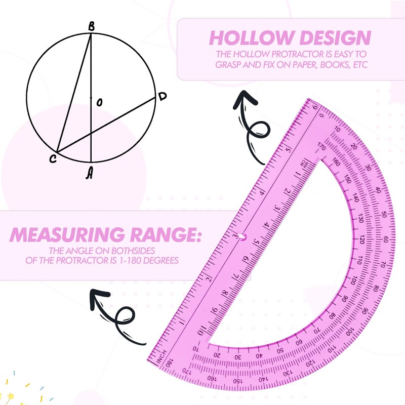 Zonon 2 Pack 12'' Plastic Ruler and 6'' Plastic Protractor