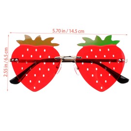Garneck Strawberry Sunglasses for Girls - Funny Rimless Glasses in Strawberry Design for Cosplay - Costume Parties and Summer Parties, Ideal Accessory for Any Strawberry Lover, As Shown