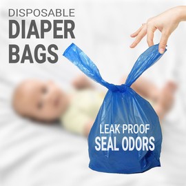 chefneno Baby Diaper Disposal Sacks w/ Handles (500 Count) Fresh Baby Powder Scented Bags