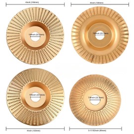 Pack of 4 Wood Sanding Discs for Angle Grinders, Wood Carving Disc, Milling Disc, Rasp Disc, Inner Diameter 22.2 mm for Angle Grinder, Sanding Discs for Shaping, Sanding and Cutting