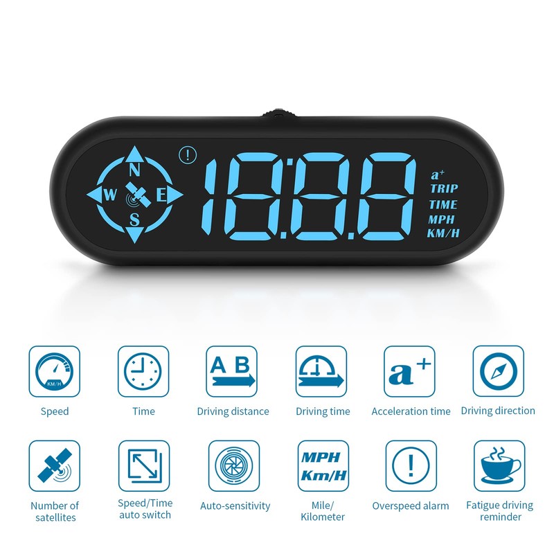Car HUD Display, Car HUD Digital Display, Speedometer, Odometer, Compass,