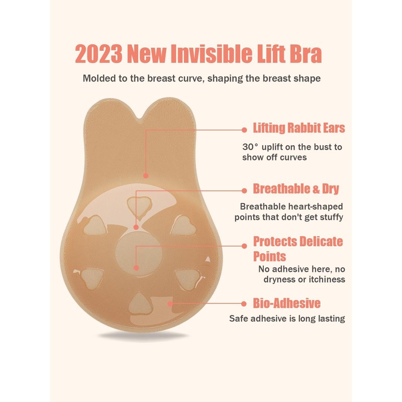 Unbranded 2 Pairs Invisible Sticky Bras for Women - Push