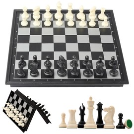 Magnetic Chess Set, Yakiter Chess Set 32 * 32cm, Games Travel Folding for Kids Adults, Black & White Color