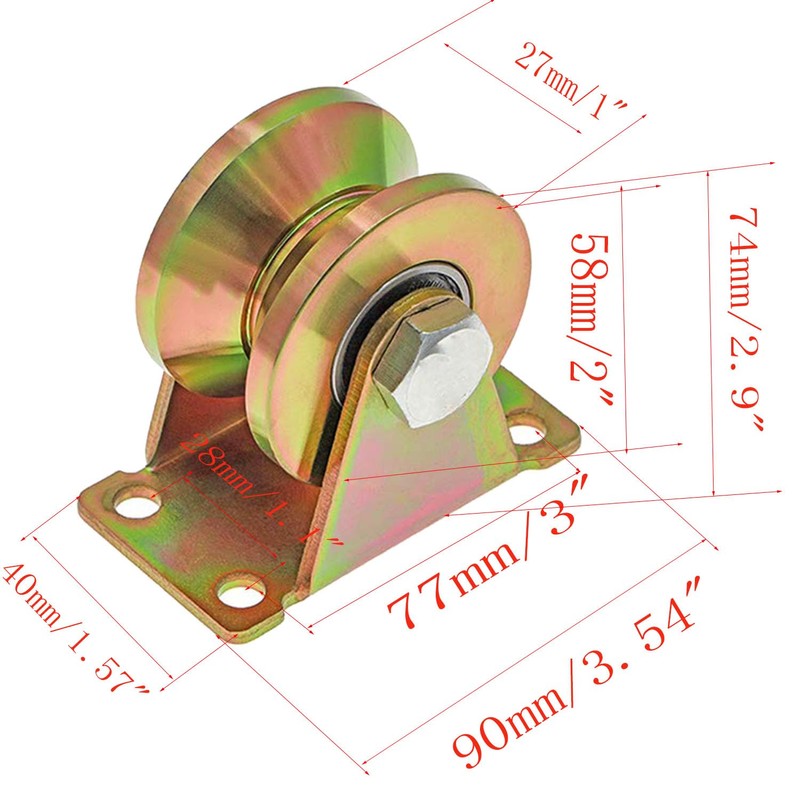 Sopepoyie V-Groove Wheel 2" Sliding Gate Casters Heavy Duty Rigid