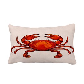 Leaveland Red Crab Sea Ocean Marine Animal 12x20 Inch Cotton Linen Square Throw Pillow Case Decorative Durable Encasement Cushion Slipcover Home Decor Standard Size Pillowcase