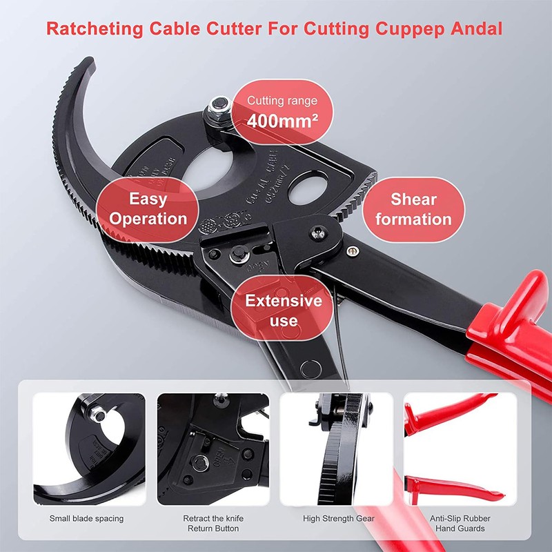 Jargrovs Cable Cutter with Ratchet, Cable Cutter, HS-520A Ratchet Cutter