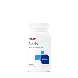 GNC Biotin 600mcg, 120 Caplets, Supports Healthy Hair, Skin and Nails