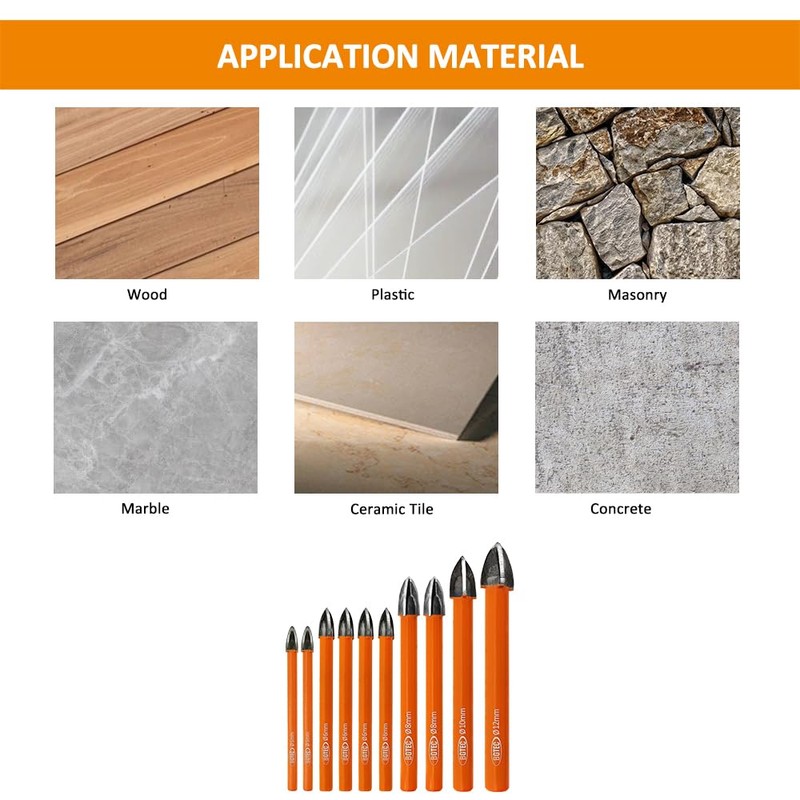 Carbide Tip Drill Bit-BGTEC Wood Drill Bits, 10pcs 6mm Round