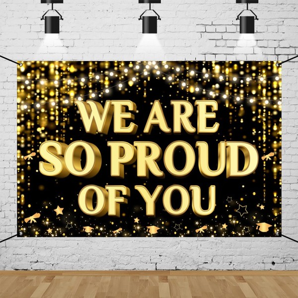 CSFOTO Polyester 6x3.6ft We Are Proud of You Banner Black