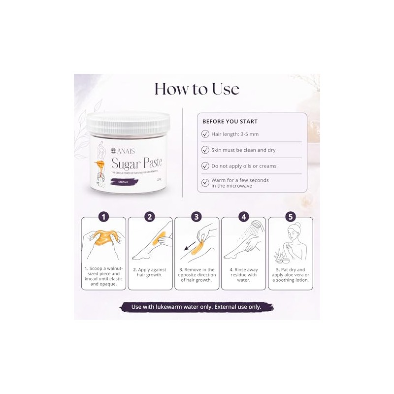 Wax Hair Removal 250g, Strong Consistency – Natural Sugaring Wax