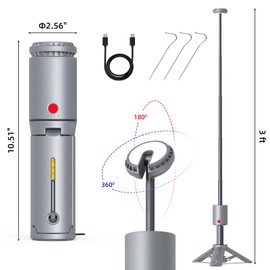 BRIMMEL Telescopic Camping Light - Cordless Dimmable Camping Tent Lamp, 10000mAh Rechargeable Magnetic Lantern IPX6/IPX4 Waterproof, 520LM 3000K/5000K + SOS Mode with Ground Stakes (Gray-Red)