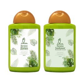 ILU Keratin Shampoo & Conditioner – Deep Hydration for All Hair Types, Nourishing Properties for Dry/Damaged Hair, Frizz Control for Soft, Silky Strands (Pack of 2, 10fl oz)