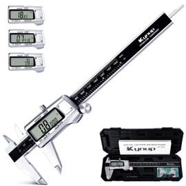 Kynup Digital Caliper, Caliper Measuring Tool, Micrometer Dial Vernier Caliper Digital, Full Turn Off, Stainless Steel, Switch from Inch Metric Fraction, Black(6Inch/150MM)