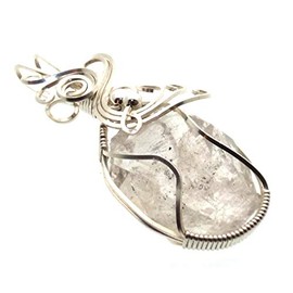 Herkimer Diamond Gemstone Sterling Silver Wire Wrapped Pendant