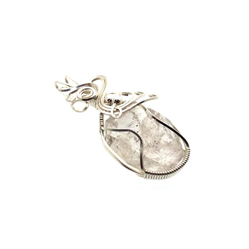 Herkimer Diamond Gemstone Sterling Silver Wire Wrapped Pendant