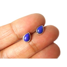 Art Gecko LAPIS LAZULI Pear shaped Sterling Silver Gemstone Stud Earrings 925 - Gift Boxed