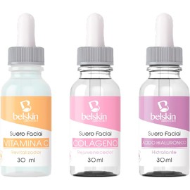 Belskin Set de Sueros Faciales 30 ml cido Hialurnico Colgeno Vitamina C Cuidado Facial Pack Completo de Hidratacin, Reafirmacin y Luminosidad Pack de 3 sueros cada uno con 30 ml