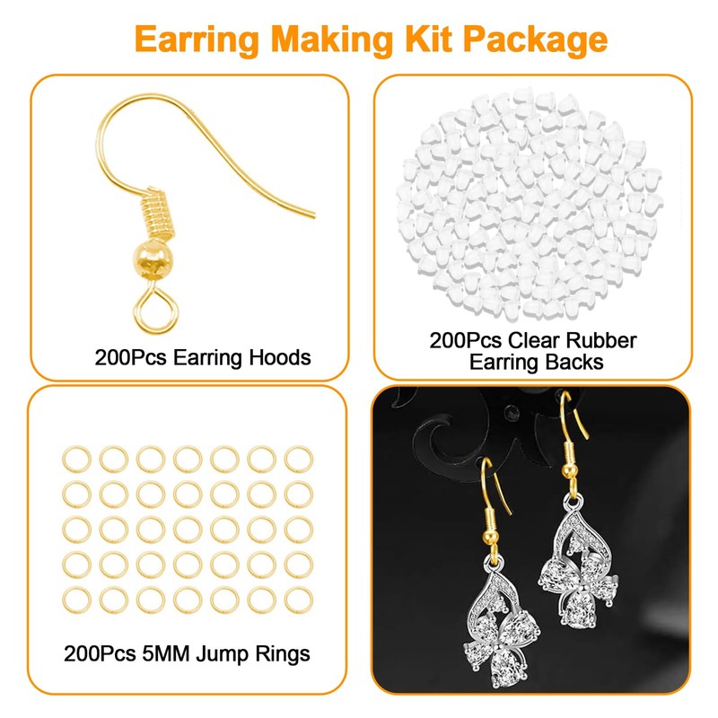 Earring Hooks Earring Making Kit – 600 Pcs Gold Plated