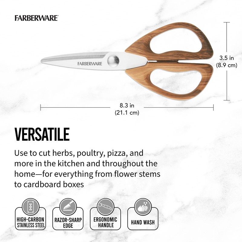 Farberware 5221282 All Purpose Shear, Pecan Wood Handles 8.2 x