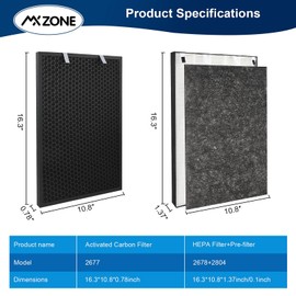 MXZONE 2 Set Air220 Air320 Filter Replacement Compatible with Bissell Air320 Air220 aka 2609A Air Purifier, 2678 True HEPA Filter and Pre Filter, 2677 Activated Carbon Filter Included