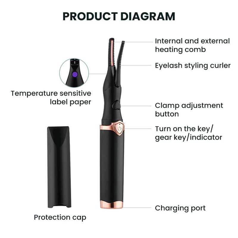 YAWOTA Electric Heated Eyelash Curler - 3 Heating Modes, Fast