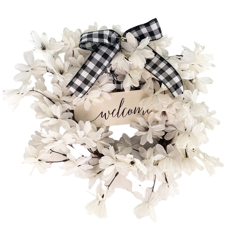 Artificial Flower Wreath White Dogwood Hanging Wreath Welcome Wreath DIY