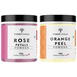 Forest Ocean Rose Petal Powder And Orange Peel Powder For Face Care & Skin Care Combo Pack - (100g Each Pack Of 2)