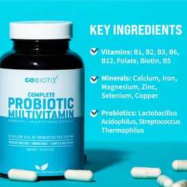 GOBIOTIX GOBIOTIX Multivitamin with Probiotics and Digestive Enzymes - 25 Billion CFU - Digestive Health, Probiotics for Women and Men - Gluten Free Pills - 90 Capsules