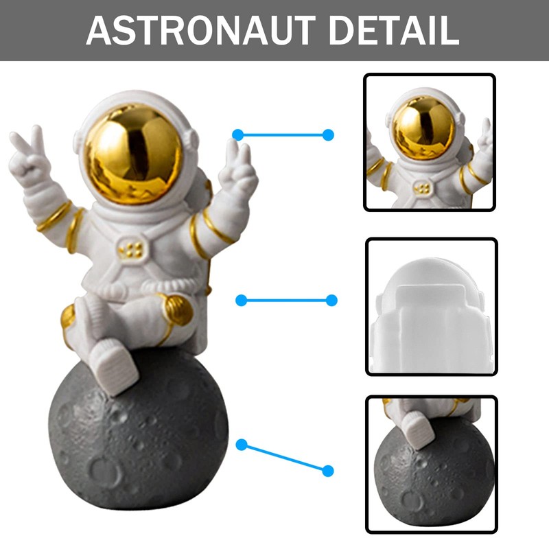 WINUSD Gold Astronaut Statue Decor Astronaut Figures for Room Office