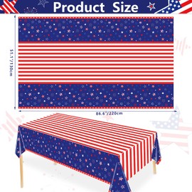 4 Pack Patriotic Tablecloth 4th of July Tablecloth Patriotic Decorations American Flag Party Table Cloth Patriotic Themed Party Supplies Memorial Party Decorations 86 x 51 in