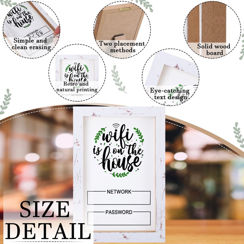 Kathfly Rustic Wifi Pattern Password Sign for Home White Wifi