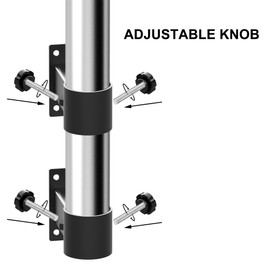 Patio Umbrella Holder Heavy Duty Adjustable Metal Umbrella Clamp Stand Mount Attaches to Railing, Outdoor Courtyard, Balcony, Boats,1sets (1 Base Pieces and 1 top Pieces,to Hold 1 Umbrellas)