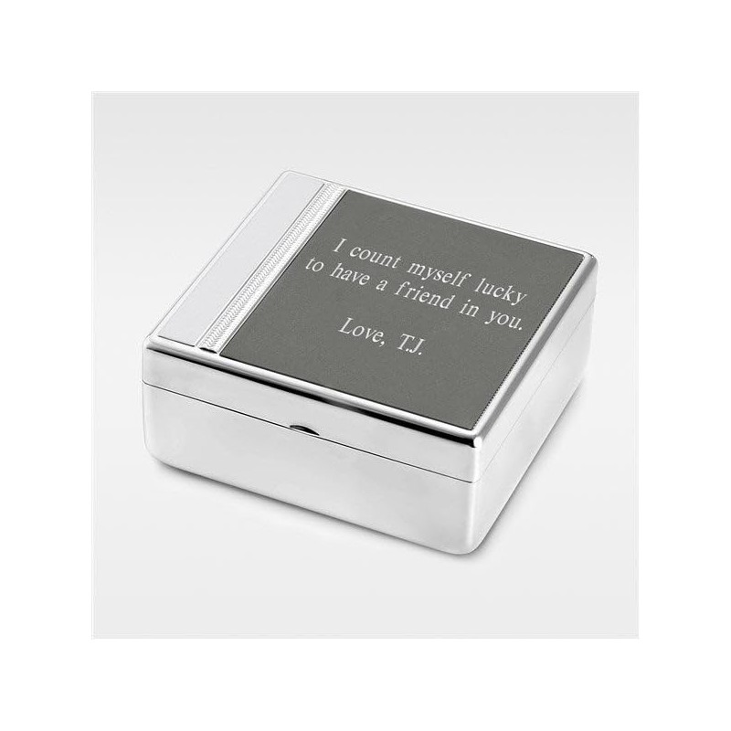 THINGS REMEMBERED Engraved Silver and Gunmetal Keepsake Box (Free Customization)