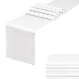 HMQIANG 6 Pack White Table Runners, Satin Table Runner 12x108 Inches Long, Silk and Smooth Fabric Table Runner for Wedding, Parties, Banquets, Events Decoration