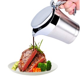 Thermal Gravy Boat Double 304 Stainless Steel 750 ml Insulated Thermal Gravy Boat Sauce Jug Sauce Cup Sauce Bowl with Lid for Serving Sauce, Vanilla Sauce, Cream, Sauce