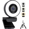 Spedal 4K Webcam with Ring Light, Built-in Privacy Cover and