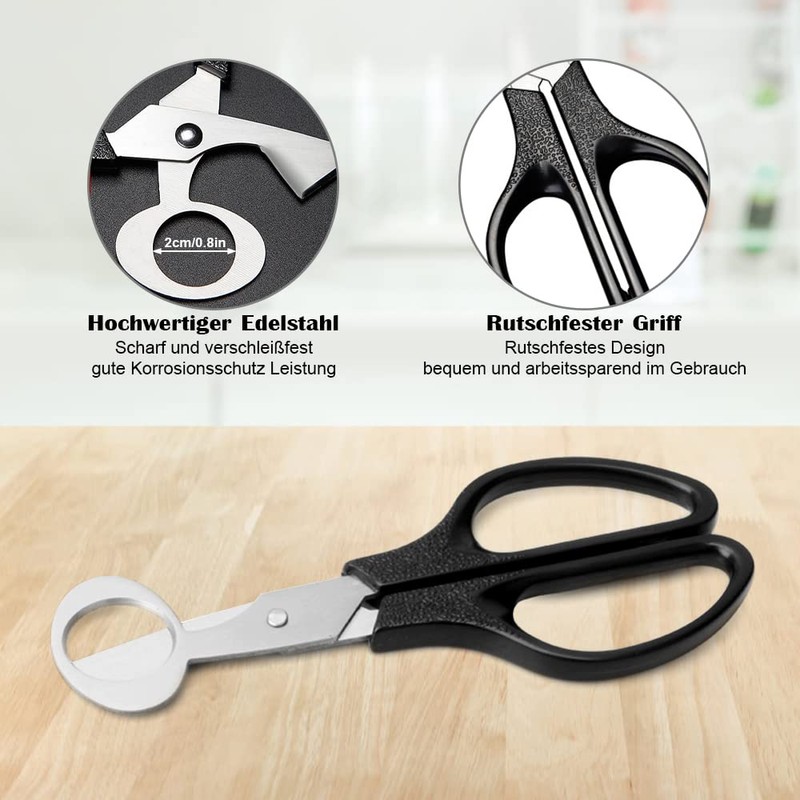 LYCXAMES Quail Egg Scissors, 2 Pieces, Stainless Steel, Black, Egg