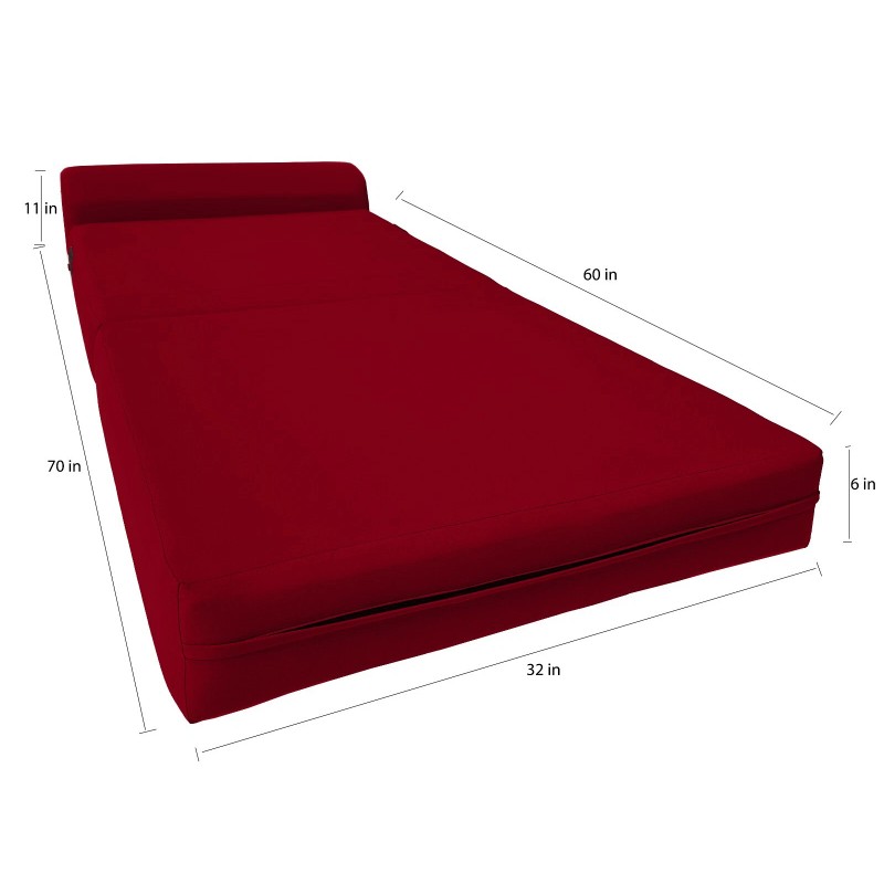 Amfuton Red Sleeper Chair Folding Foam Beds, Portable Guest Bed