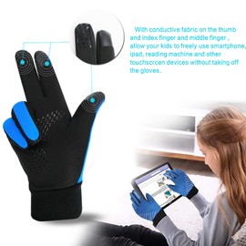 AXKAL Winter Gloves Kids Cycling Grip Warm Comfortable Anti-Slip Value Pair, Glove Soft Durable Running Walking Hiking School Lightweight For Boys Girls Youth Children (M, Blue)