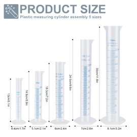 5pcs Plastic Graduated Cylinder Beaker 10ml 25ml 50ml 100ml 250ml Measuring Cylinder Science Measuring Test Tube Flask Blue Graduation Lines Cylinder Liquid Measuring Tools Lab Test Tube Pour Spout