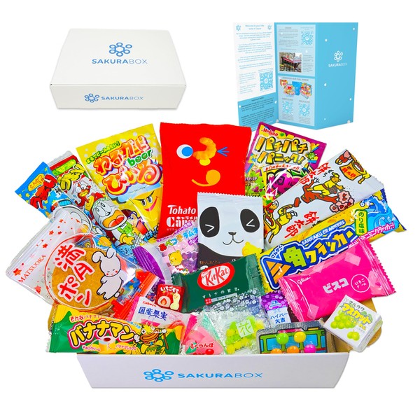 Japanese Snacks & Candy Box w/English Pamphlet 20 Pieces Dagashi, Sweets, Snacks, Candy, Gum
