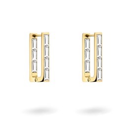 Liebeskind Berlin Creole Earrings Stainless Steel 2.2 cm with Zirconia Stones, Stainless Steel, Cubic Zirconia